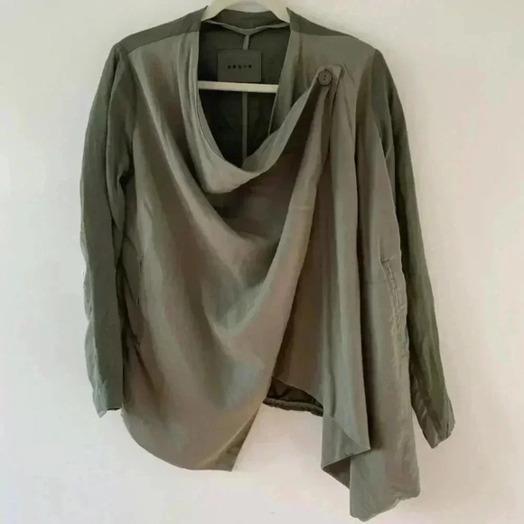 Blank NYC Drape Front Linen Blend Jacket Olive size XS - Picture 3 of 6